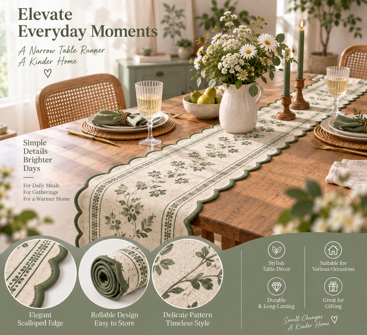 Rollable Narrow Table Runner