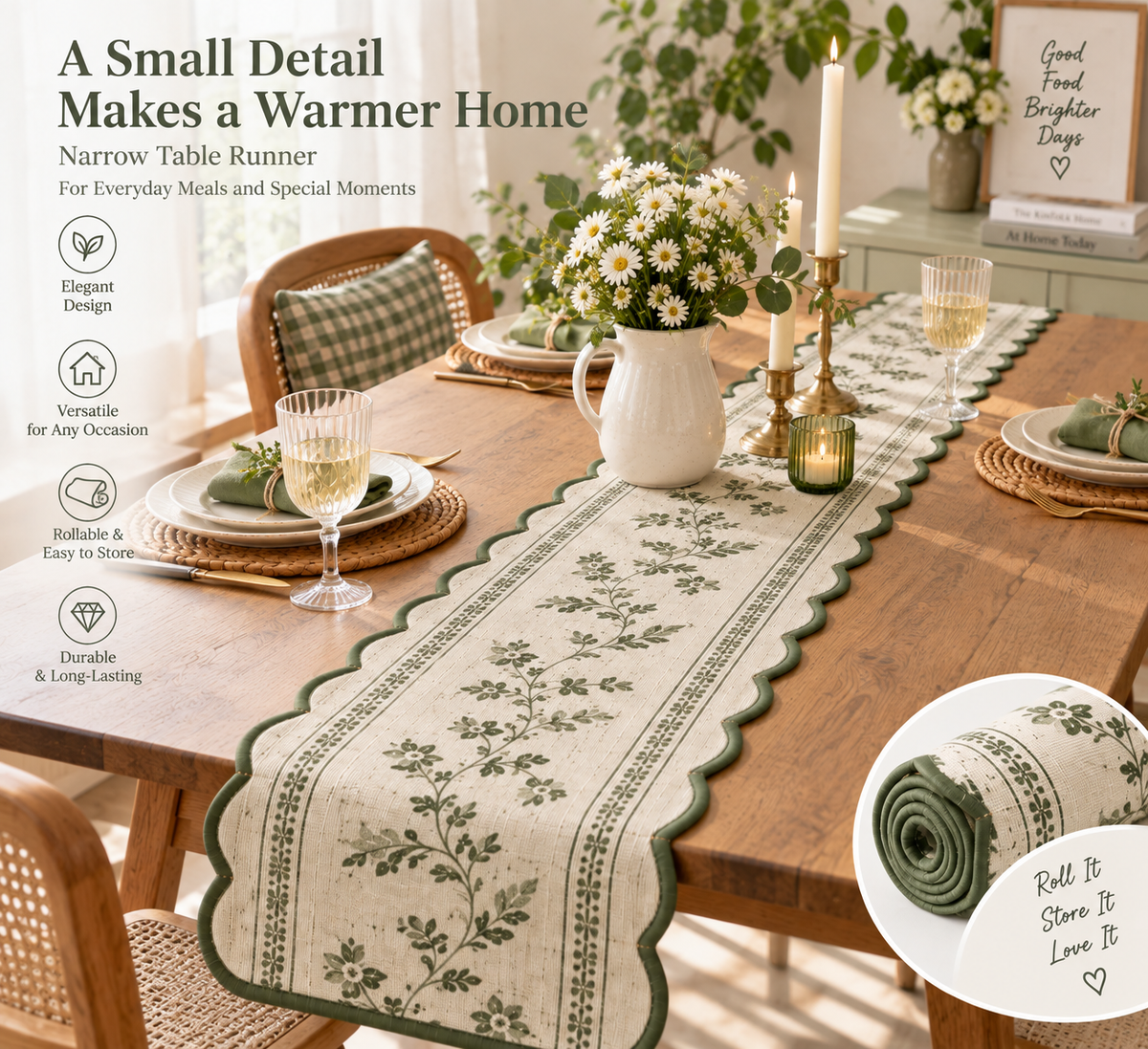 Rollable Narrow Table Runner